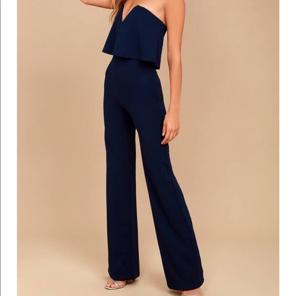 Lulus Pants - Lulu's strapless navy jumpsuit